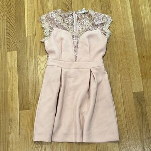 BCBGeneration Blush Lace Yoke Fit-and-Flare Mini Dress